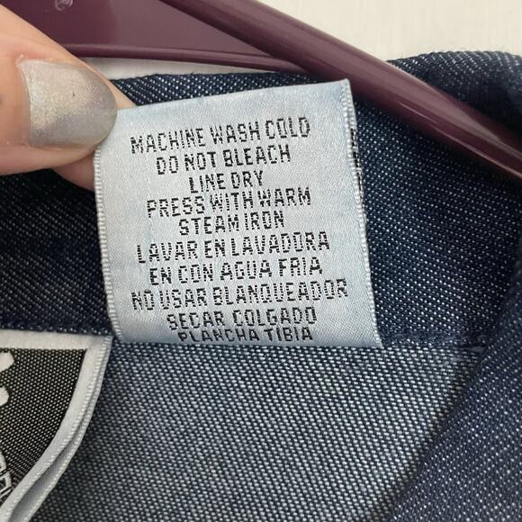 Vtg 90s Denim Maxi Dress XL Prairie Button Down Cowgirl Modest Cottagecore - Picture 5 of 9